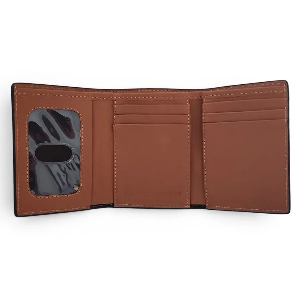 Ranger Belt Co H1020T Trifold Wallet Tooled Leather Beaded Western Brown NIB